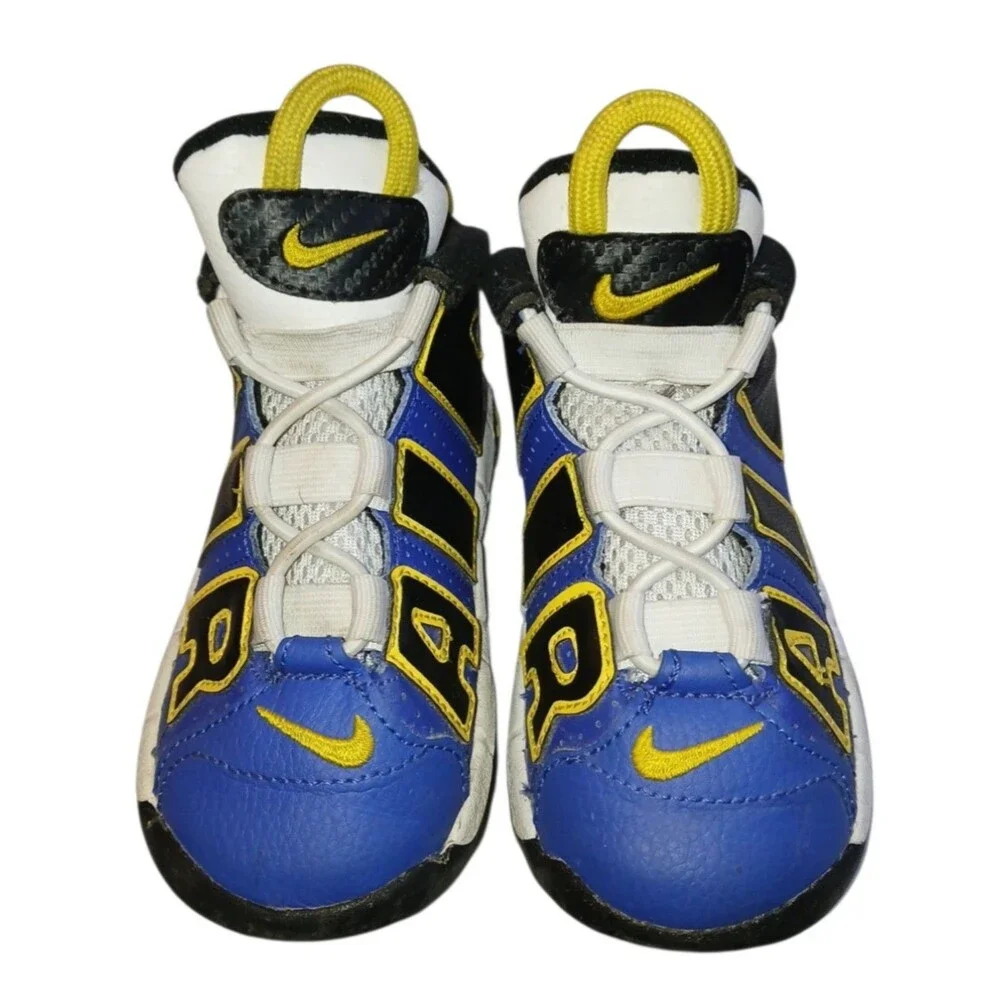 Nike Air Shoes Toddler Baby Blue Yellow Uptempo Peace Love Size 8C